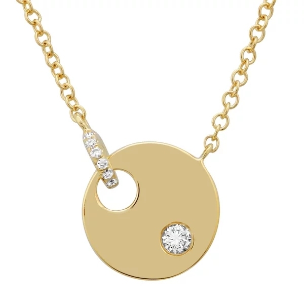 Rose Plated Sterling Silver Cubic Zirconia Round Stackable Women's Necklace