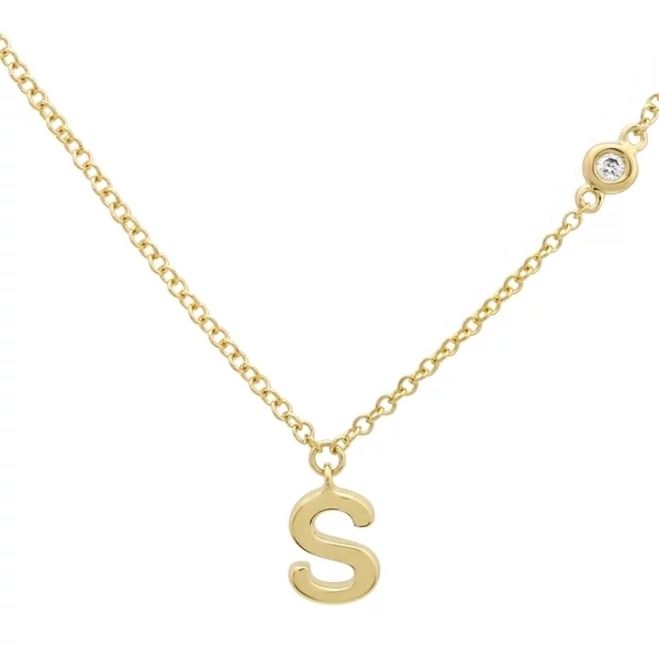 Fancy Jewelry Sterling Silver Cubic Zirconia S Initial Necklace for Teens