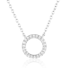 Fance Jewelry Sterling Silver Micropave CZ Open Circle Necklace in Gold