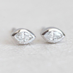 Simple Design Sterling Silver Marquise Cut Cubic Zirconia Tiny Ring for Girls