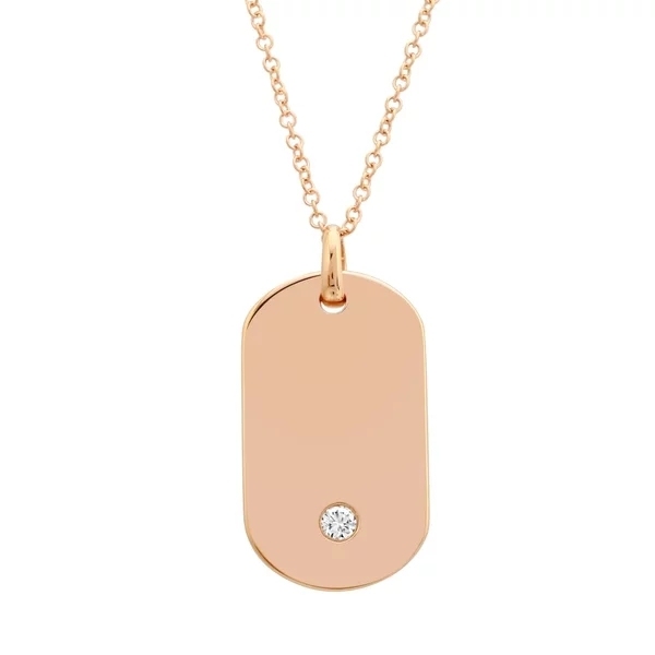 Fine Jewelry Sterling Silver Single Cubic Zirconia Tag Pendant Necklace