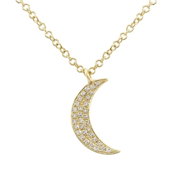 China Jewelry Sterling Silver Cubic Zirconia Half Moon Pendant Necklace