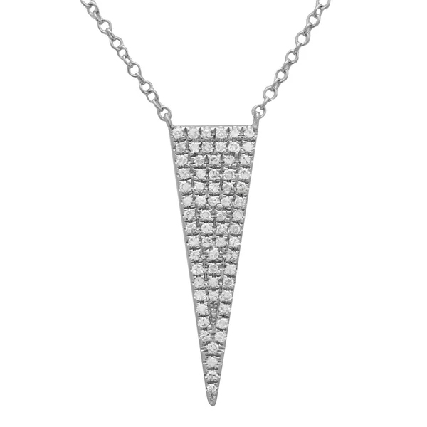 China Wholesale Sterling Silver Pave Setting CZ Triangle Fashion Necklace