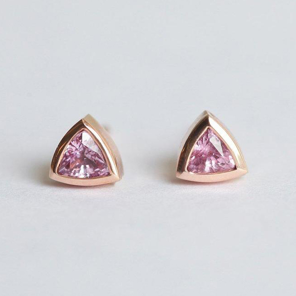 Tiny 925 Sterling Silver Blue Sapphire Trillion Shape Birthstone Stud Earring