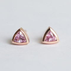 Tiny 925 Sterling Silver Blue Sapphire Trillion Shape Birthstone Stud Earring
