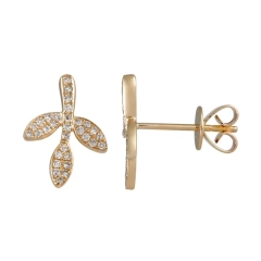 Petite Dedsign 925 Sterling Silver CZ Leaf Shape Stud Earrings UK