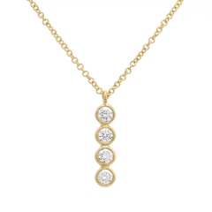 Unique Women's Necklace 14k Yellow Gold Cubic Zirconia Chain Necklace