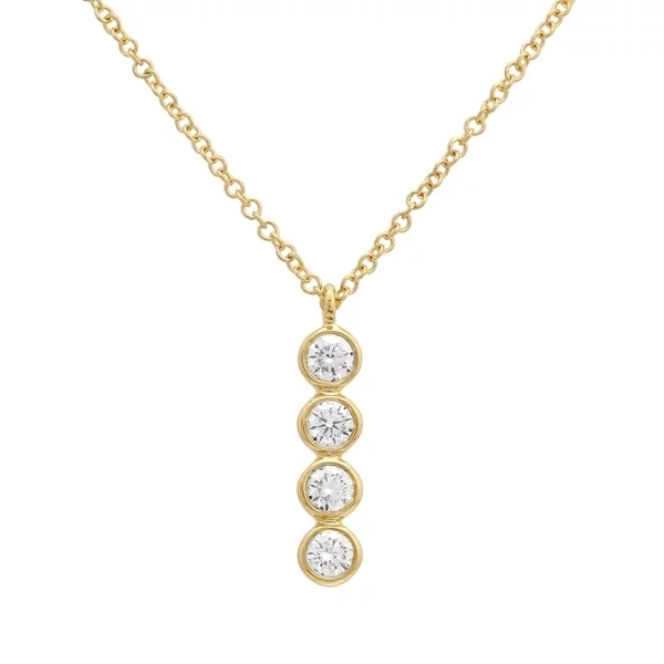 Unique Women's Necklace 14k Yellow Gold Cubic Zirconia Chain Necklace