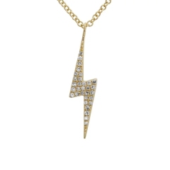 Simple Design Sterling Silver CZ Lightning Bolt Necklace Women Jewelry