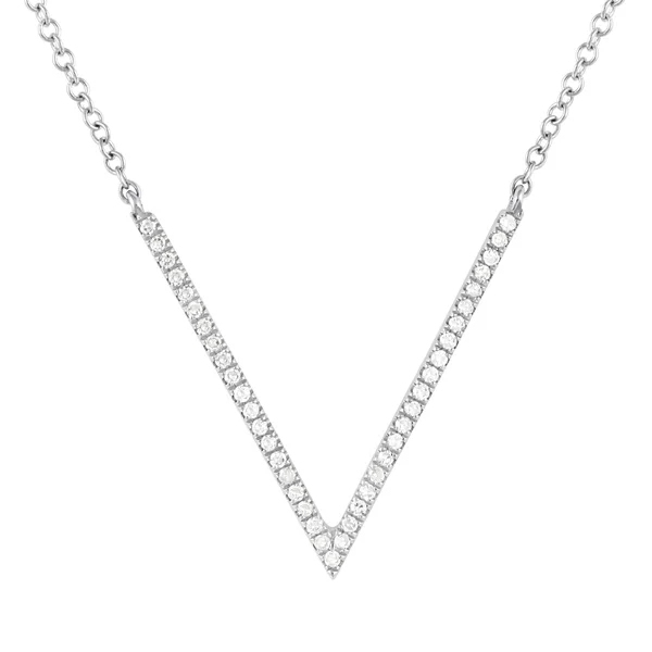 Women's Jewelry Sterling Silver Prong Setting CZ V-shaped Design Necklace