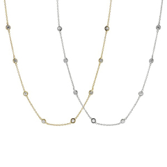 Hot Sale 925 Sterling Silver Bezel-set CZ Diamond by the Yard Necklace
