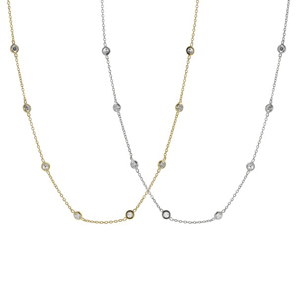 Hot Sale 925 Sterling Silver Bezel-set CZ Diamond by the Yard Necklace