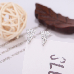 Fashion 925 Sterling Silver Micropave CZ Triangle Stud Earrings for Women
