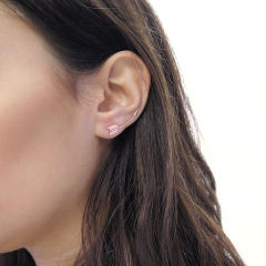 14K Rose Gold Plated High Polish Cupids Arrow Climber Earrings for Girl
