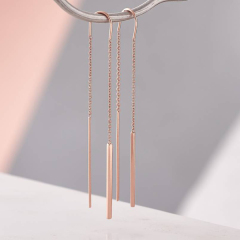 Fancy Jewelry 925 Sterling Silver Bar Dangle Threader Chain Earrings