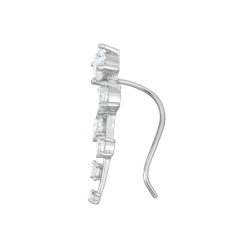 Fashion Sterling Silver Graduating Cubic Zirconia Curved Ear Climber Earrings