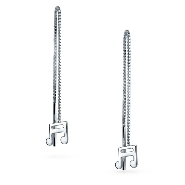 Hot Sale 925 Sterling Silver Music Notes Jewelry Threader Earrings