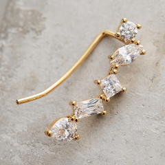 Delicate Women Jewelry Fashion Sterling Silver CZ Earrings Ear Climbers