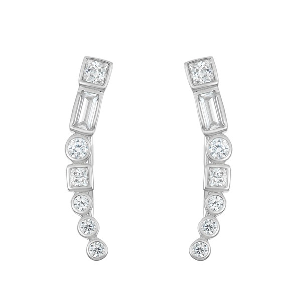 Hot Sale Sterling Silver Multi-Shaped Cubic Zirconia Ear Crawler Earrings