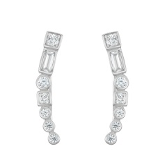 Hot Sale Sterling Silver Multi-Shaped Cubic Zirconia Ear Crawler Earrings