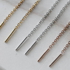 Simple Jewelry Sterling Silver Chain Earrings Ear Threader for Women