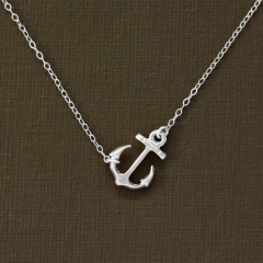 Fine Jewelry Sterling Silver High Polish Anchor Necklace Women Jewelry