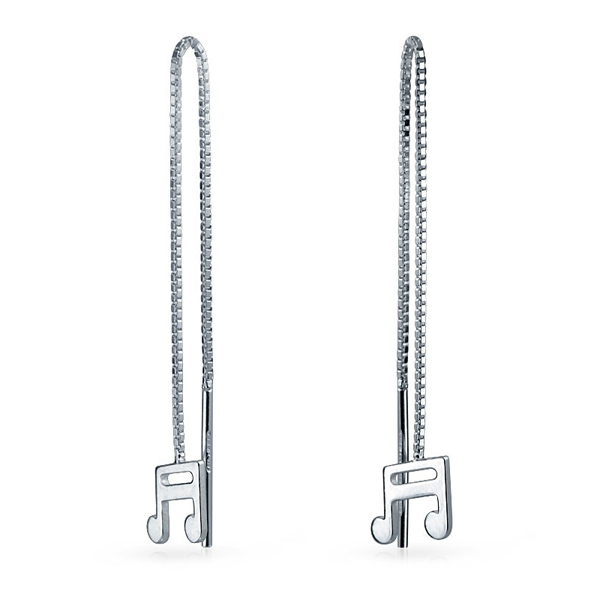 Hot Sale 925 Sterling Silver Music Notes Jewelry Threader Earrings