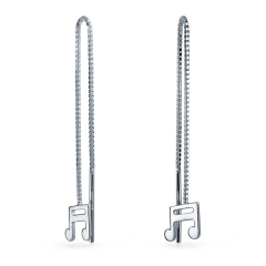 Hot Sale 925 Sterling Silver Music Notes Jewelry Threader Earrings