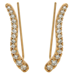 Rose Gold Plated Sterling Silver Cubic Zirconia Wave Ear Climber Earrings