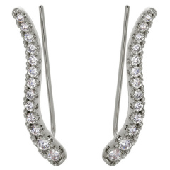 Rose Gold Plated Sterling Silver Cubic Zirconia Wave Ear Climber Earrings