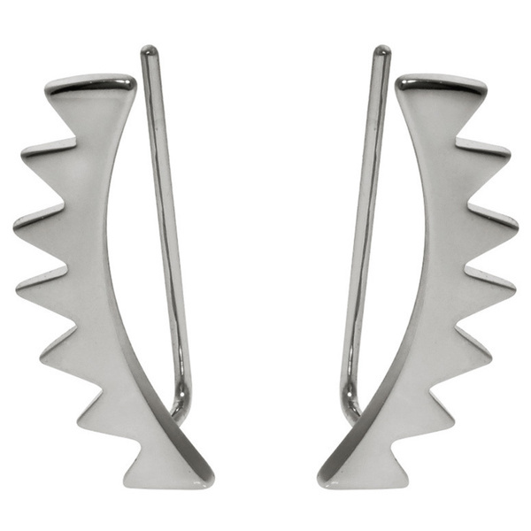 Sterling Silver High Polish Sunburst Ear Climbers Pin Earrings for Women