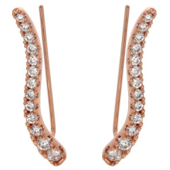 Rose Gold Plated Sterling Silver Cubic Zirconia Wave Ear Climber Earrings