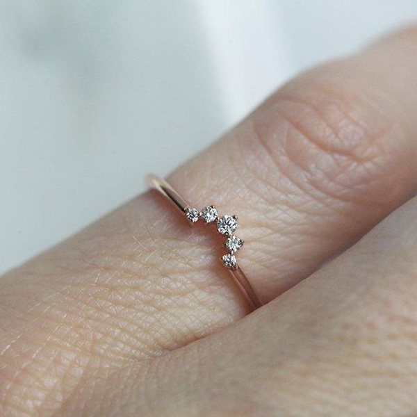 Fashion Sterling Silver Cubic Zirconia Thin Stackable Ring for Women