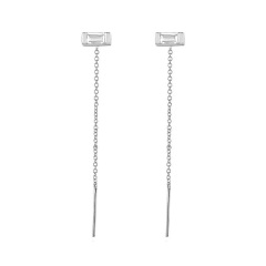 Women Jewelry Sterling Silver Baguette Cut Cubic Zirconia Threader Earrings