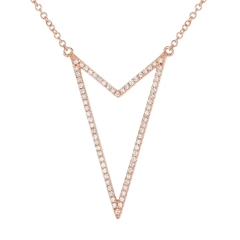 Sterling Silver Yellow Gold Plated Cubic Zirconia Arrow Design Necklace