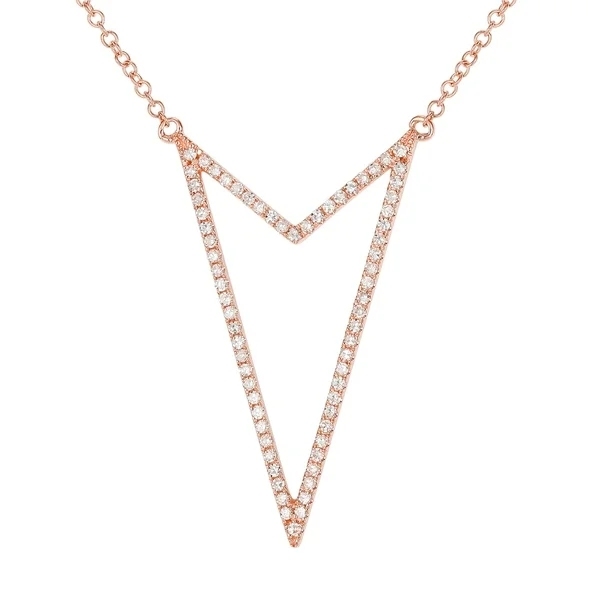 Sterling Silver Yellow Gold Plated Cubic Zirconia Arrow Design Necklace