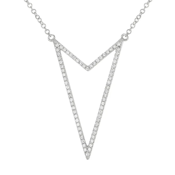 Sterling Silver Yellow Gold Plated Cubic Zirconia Arrow Design Necklace