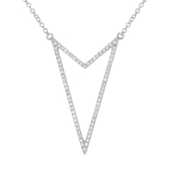 Sterling Silver Yellow Gold Plated Cubic Zirconia Arrow Design Necklace