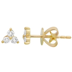 Sterling Silver Rose Gold Plated White CZ Trio Stud Earrings for Girls