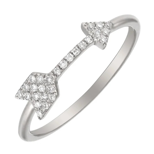 Rose Gold Plated Sterling Silver Artificial Diamond Proposal Arrow Ring