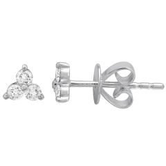 Sterling Silver Rose Gold Plated White CZ Trio Stud Earrings for Girls