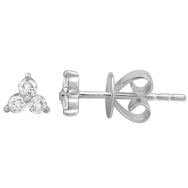 Sterling Silver Rose Gold Plated White CZ Trio Stud Earrings for Girls