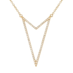 Sterling Silver Yellow Gold Plated Cubic Zirconia Arrow Design Necklace