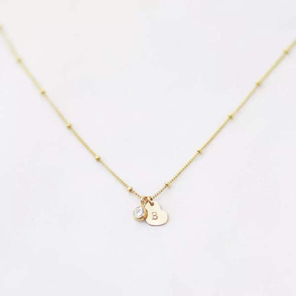 925 Silver Satelite Necklace with Heart and Cubic Zirconia Charm Necklace