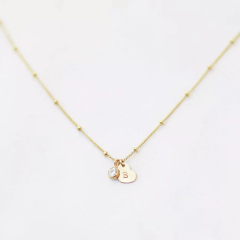 925 Silver Satelite Necklace with Heart and Cubic Zirconia Charm Necklace