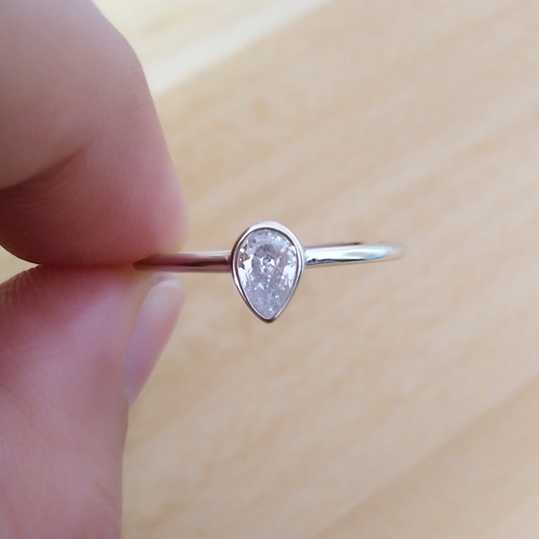 Sterling Silver 14K Yellow Gold Artificial Diamond Tiny Finger Ring Set