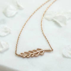 Sterling Silver Cubic Zirconia Pave Fern Necklace and Climber Earrings
