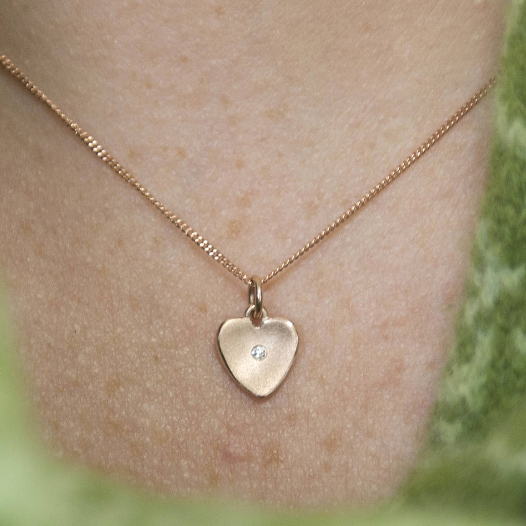 Rose Gold Heart CZ Pendant Necklace and Earrings in 925 Silver