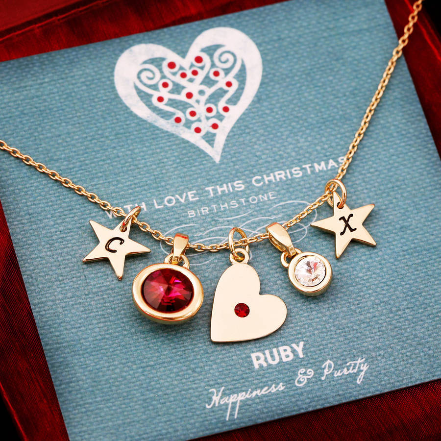 Design Your Own Christmas Birthstone Snowflake Charm Necklace in 925 Silver