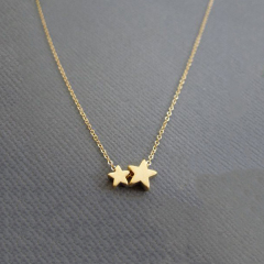 Delicate Jewelry Sterling Silver High Polish Double Small Five Point Star Necklace